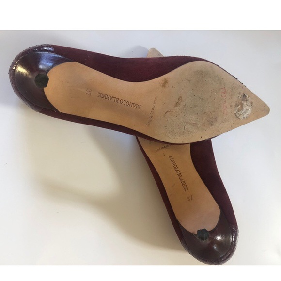 MANOLO BLAHNIK Suede Pointed-Toe Pumps size 7 - Picture 6 of 6